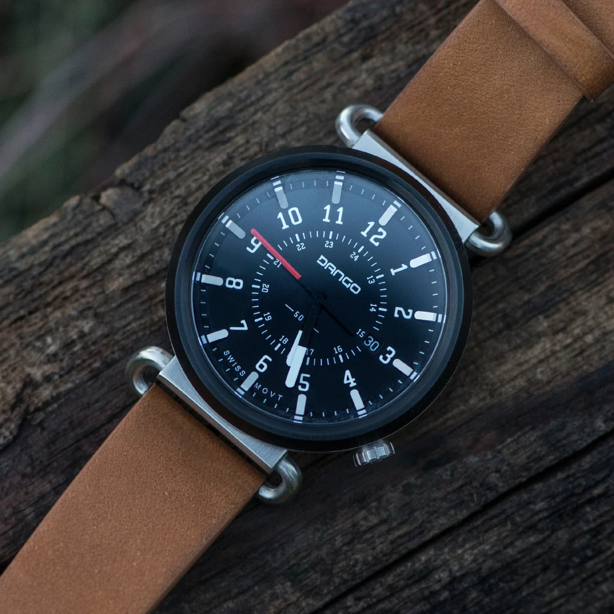 TK-01 - Trek Watch with Italian Leather Strap - Whiskey Brown - Image 4